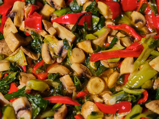 fresh and hot vegetable dish in pot