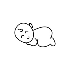 Sleeping baby silhouette, stylized line logo. Cute simple vector illustration.