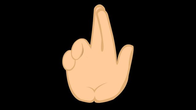 Loop animation of a hand crossing its fingers, on a transparent background