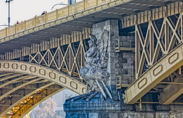 Budapest Margaret bridge statue of a winged man
