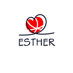 Esther Calligraphy female name, Vector illustration.