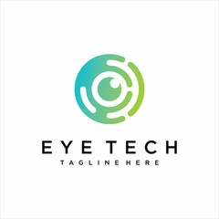 Eye tech logo design , eye symbol icon , software logo ,Vector illustration. Digital eye creative symbol concept. Cyber ​​vision, circuit board abstract business logo. 