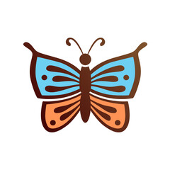 Vector illustration of silhouette butterfly cartoon on white background