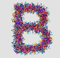 Font letter B vector design  made of yarn. font for your unique decoration, concept idea. smooth gradient color. Unique elements for your best design ; logo, font, corporate identity, application