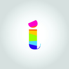 Rainbow color I letter Logo design illustration template vector icon