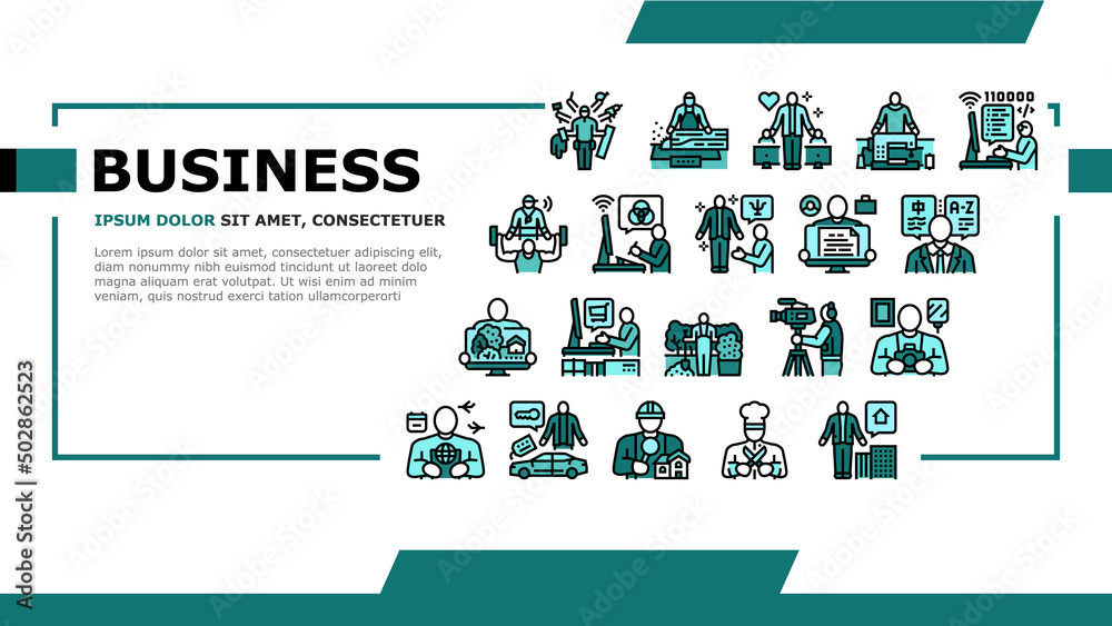 Wall mural small business worker occupation landing web page header banner template vector. personal chef and p