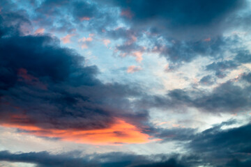 sunset sky. clouds in the sky illuminated by the sun. evening sky.