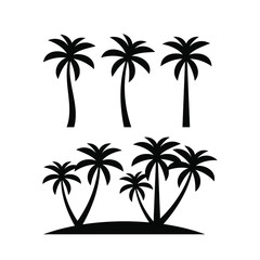 set of palm trees vector stock illustration
