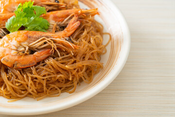Casseroled or Baked Shrimp with Glass Noodles