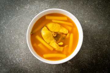 Sour soup with lotus stem and fish