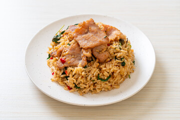 fried rice with Thai basil and pork