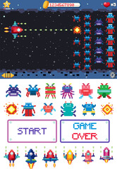 Fototapeta premium Platform game interface design with icons isolated