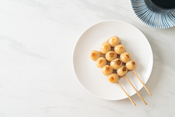 Mitarashi dango. Dumpling in a sweet soy sauce