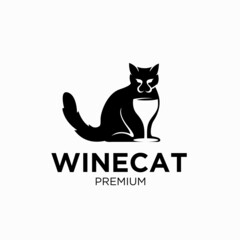 black cat logo design template
