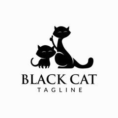 black cat logo design template