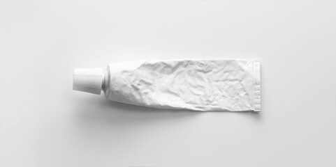 A blank white tube commonly used for pharmaceutical use or chemical products such as ointment,...