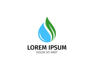 Logo business with water and leaf drop vector