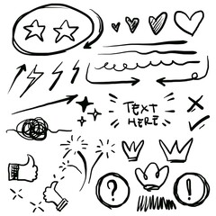 Hand drawn set doodle elements for concept design isolated on white background. Infographic elements. vector illustration