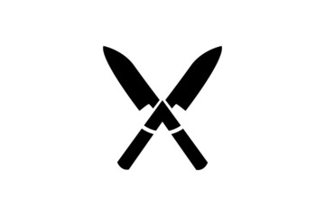 Vintage Retro Butcher Knife Cleaver Crossed for Butchery Meat or Chef Logo Design