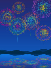 花火大会のイラスト　縦型