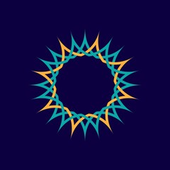 Beautiful single abstract star pattern isolated on dark purple background. Stock vectors, ornament templates, decorative, icons, logos, mandalas, starfloakes, ribbons, etc.