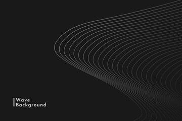Abstract White Wave Lines On Black Background