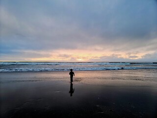 walking on the beach