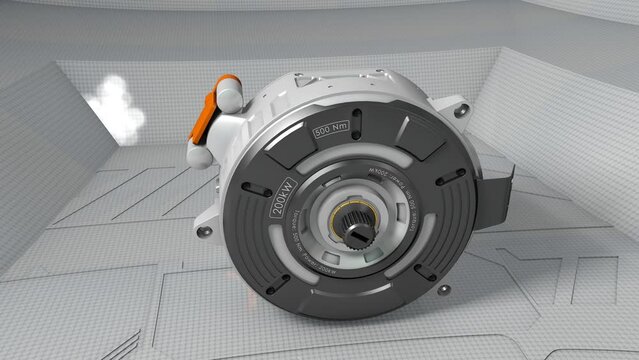 Artist rendering EV motor, high performance electric vehicle motor.
