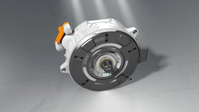 Artist rendering EV motor, high performance electric vehicle motor.
