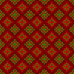 abstract geometric ornament. vector seamless pattern. red and green repetitive background. fabric swatch. wrapping paper. continuous print. design template for home decor, apparel, textile, cloth