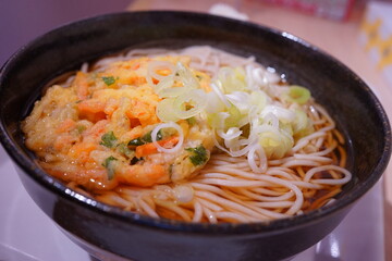 Authentic Japanese Hot Sansai (Wild Vegetable) Soba, Japanese food - 日本料理 天ぷら...