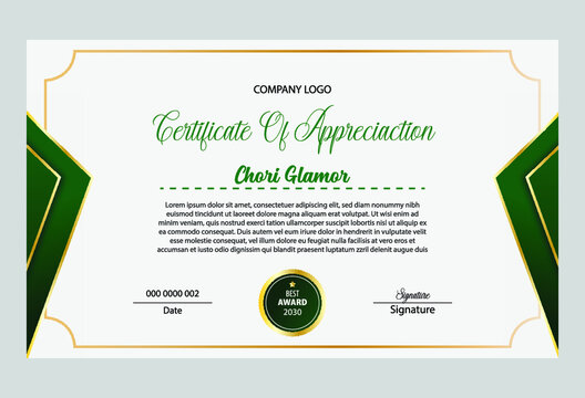 Modern green and gold template certificate Premium Vector