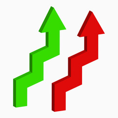 Green and red color arrow vector design.icon vector illustration.