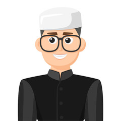 Muslim in simple flat vector. personal profile icon or symbol. Religions people concept vector illustration.
