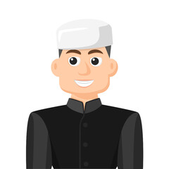 Muslim in simple flat vector. personal profile icon or symbol. Religions people concept vector illustration.