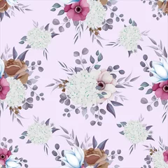 Gordijnen elegant boho flower and leaves seamless pattern design © mariadeta