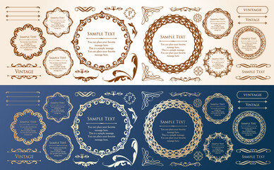 オシャレなフレーム。デザインテンプレート。ゴージャスな額のセット。