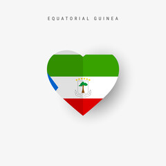 Obraz premium Equatorial Guinea heart shaped flag. Origami paper cut Republic of Equatorial Guinea national banner. 3D vector illustration isolated on white with soft shadow.