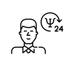 24 hour online psychotherapy help and support. Pixel perfect, editable stroke line art icon