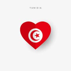 Tunisia heart shaped flag. Origami paper cut Tunisian national banner. 3D vector illustration isolated on white with soft shadow.