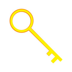 golden key in beautiful style. Old design. Real estate concept. Vector illustration. stock image.