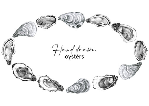 Frame with hand drawn oysters