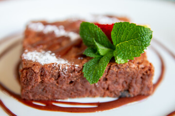 chocolate cake with mint