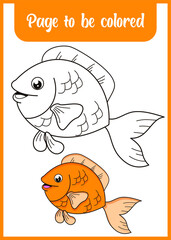 coloring book for kids cute fish 