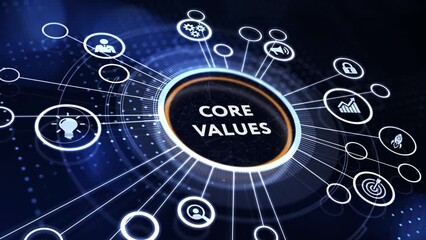 Business, Technology, Internet and network concept. Core values responsibility ethics goals company concept.