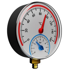 3d illustration of a round barometer with markings up to 160 on a white isolated background