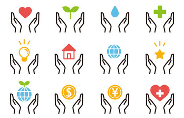 手で包む 安心アイコンセット