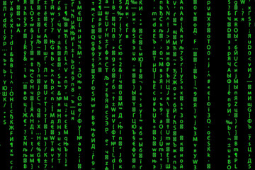 Background of green binary code. Hackers DDoS attack. Crime phishing, dark net concept.