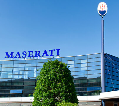 Modena - Italy - April 28, 2020: Maserati Factory Headquarters in Modena, Italy.