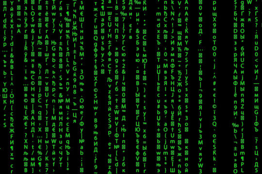 Background of green binary code. Hackers DDoS attack. Crime phishing, dark net concept.